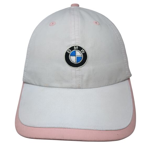 BMW Strapback Baseball Cap White One Size Adjustable Embroidered 6 Panel - Picture 1 of 10